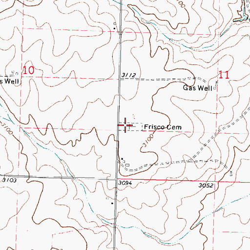 Topographic Map of Frisco Cemetery, OK