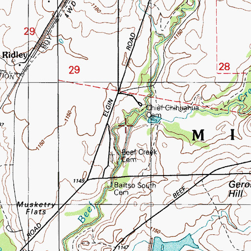 Topographic Map of Frisco Creek, OK