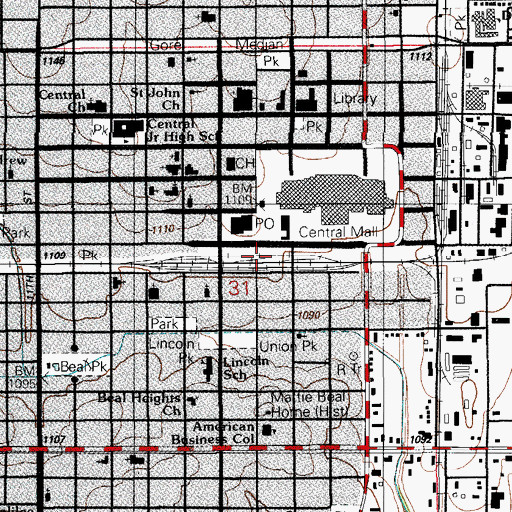 Topographic Map of Frisco Depot, OK