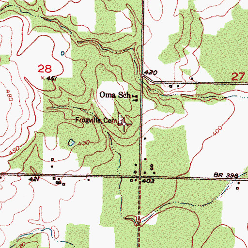 Topographic Map of Frogville Cemetery, OK