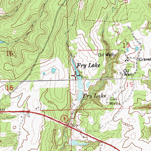 Topographic Map of Fry Lake, OK