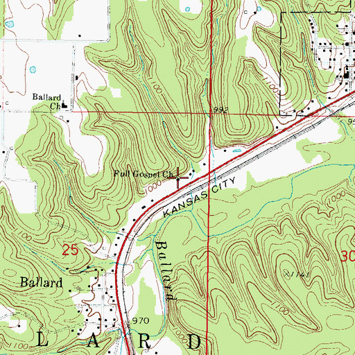 Topographic Map of Full Gospel Church, OK