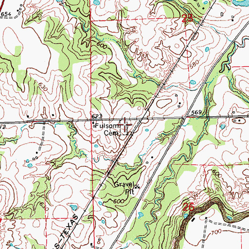 Topographic Map of Folsom Cemetery, OK