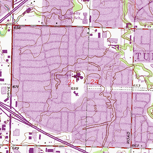 Topographic Map of Fulton School, OK