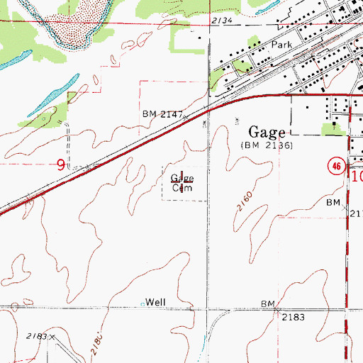 Topographic Map of Gage Cemetery, OK