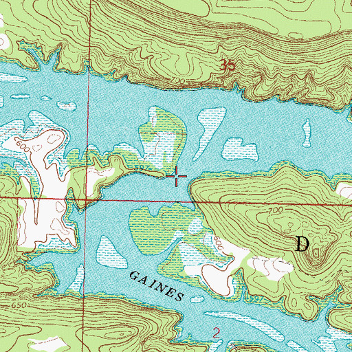 Topographic Map of Gaines Creek, OK