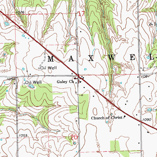 Topographic Map of Galey Church, OK