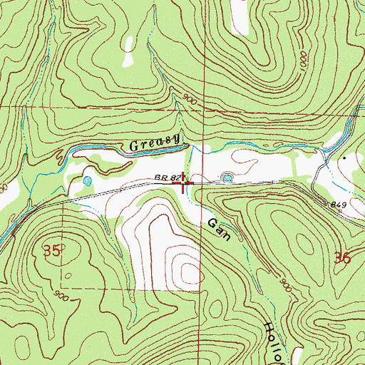 Topographic Map of Gan Hollow, OK
