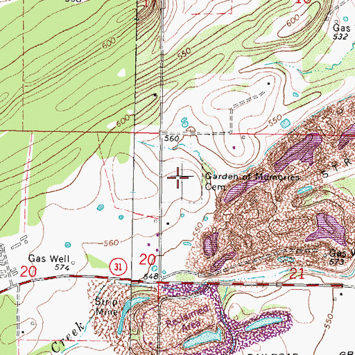 Topographic Map of Garden of Memories Cemetery, OK