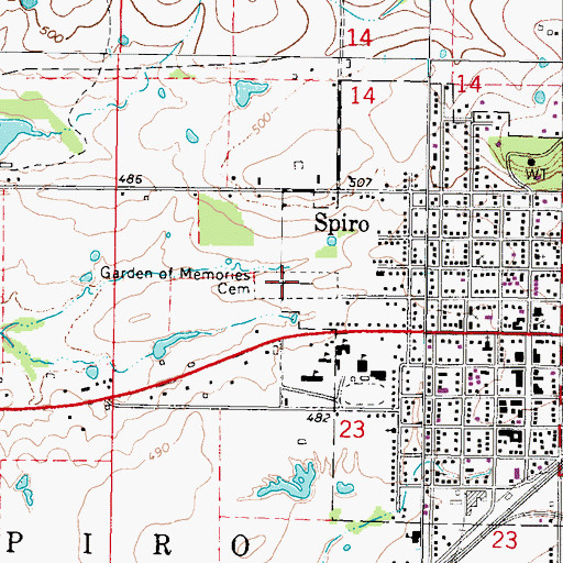 Topographic Map of Garden of Memories Cemetery, OK