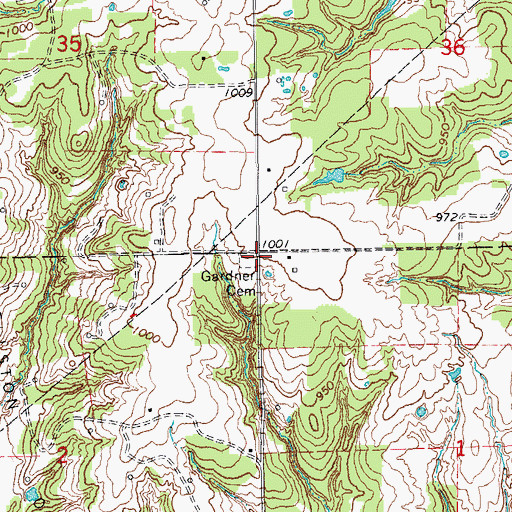 Topographic Map of Gardner Cemetery, OK
