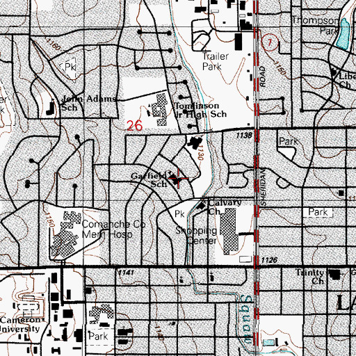 Topographic Map of Garfield School, OK