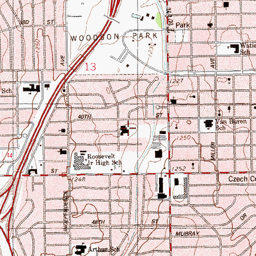 Topographic Map of Garfield School, OK