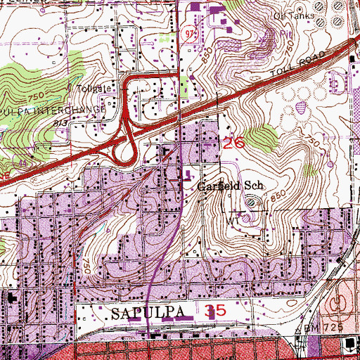 Topographic Map of Garfield School, OK