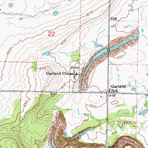 Topographic Map of Garland Chapel, OK
