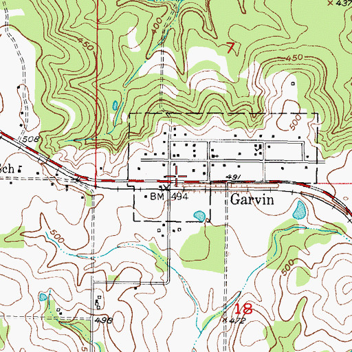 Topographic Map of Garvin, OK