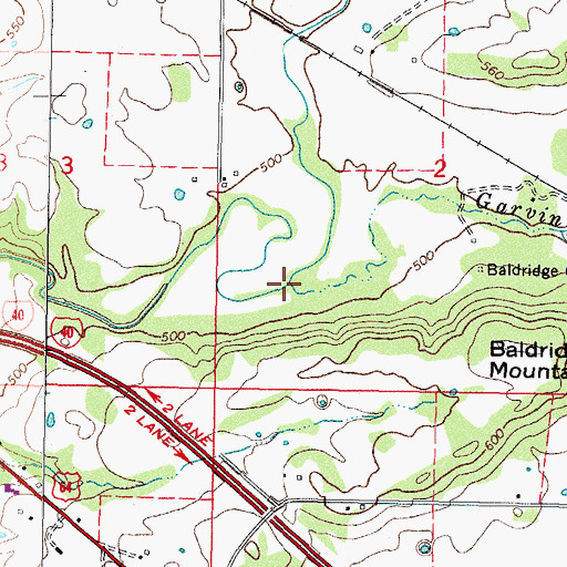 Topographic Map of Garvin Branch, OK