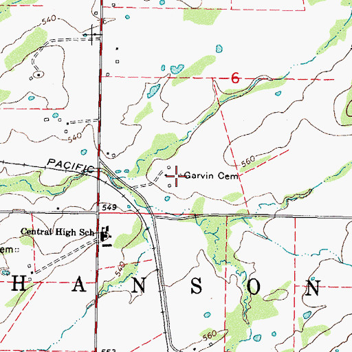 Topographic Map of Garvin Cemetery, OK