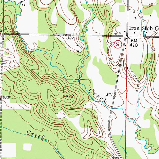 Topographic Map of Garvin Creek, OK