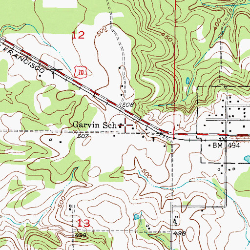 Topographic Map of Garvin School, OK