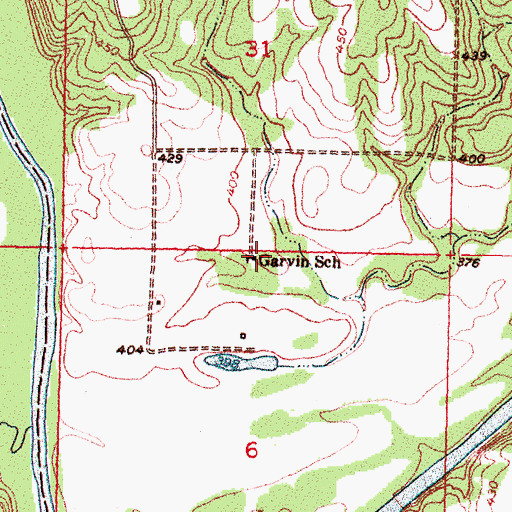 Topographic Map of Garvin School, OK