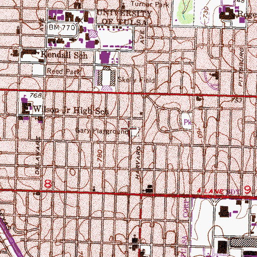 Topographic Map of Gary Park, OK