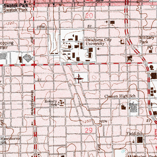 Topographic Map of Gatewood Elementary School, OK