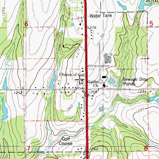 Topographic Map of Gatlin School, OK