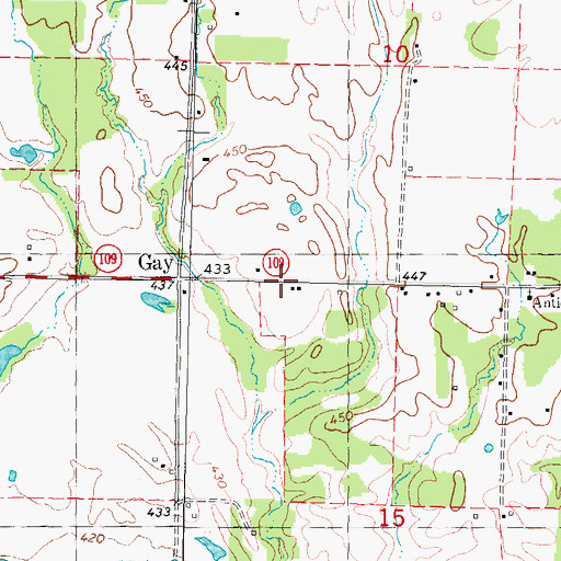Topographic Map of Gay, OK