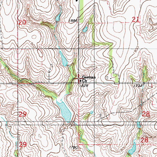 Topographic Map of German Church, OK