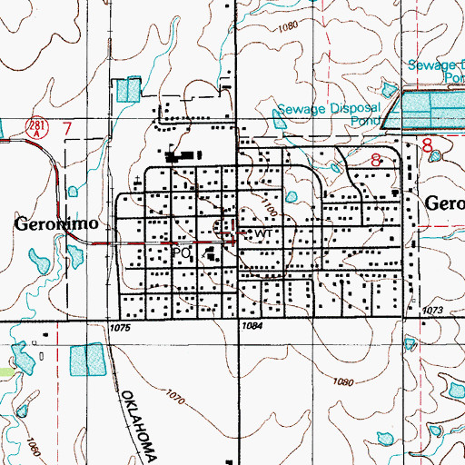 Topographic Map of Geronimo, OK