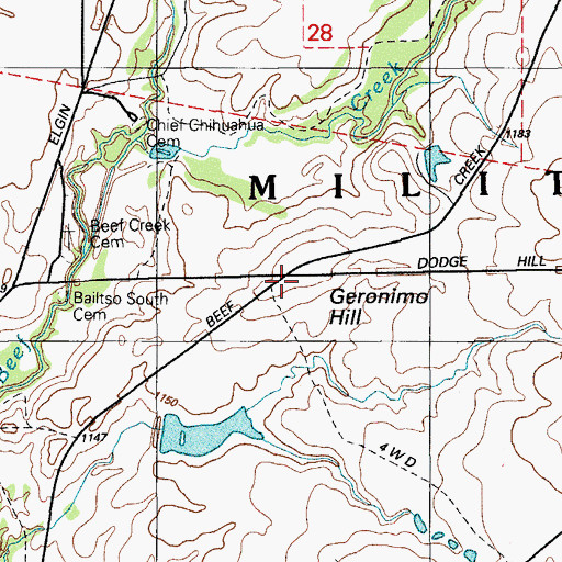 Topographic Map of Geronimo Hill, OK