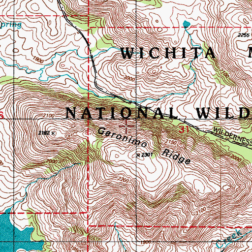 Topographic Map of Geronimo Ridge, OK