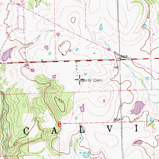 Topographic Map of Gerty Cemetery, OK