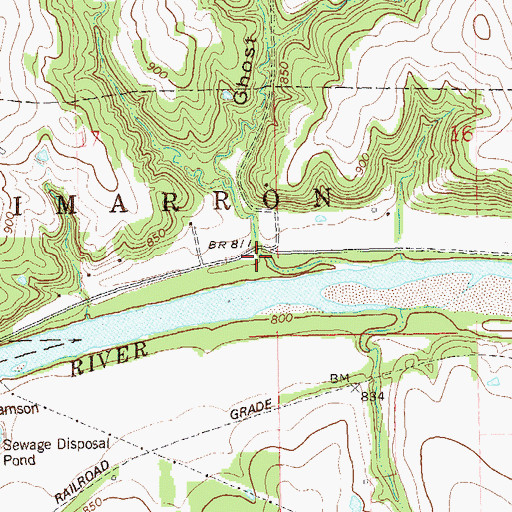 Topographic Map of Ghost Hollow, OK