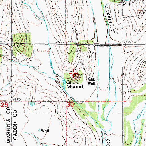 Topographic Map of Ghost Mound, OK