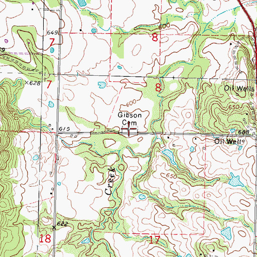 Topographic Map of Gibson Cemetery, OK