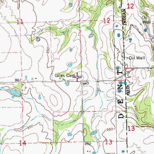 Topographic Map of Giles Cemetery, OK