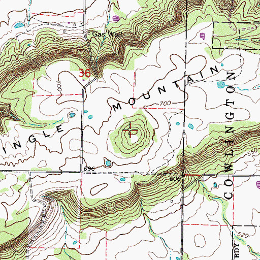 Topographic Map of Gingle Mountain, OK