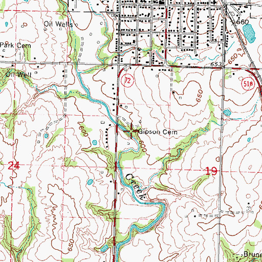 Topographic Map of Gipson Cemetery, OK