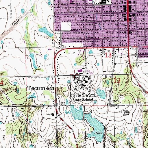 Topographic Map of Juvenile Center, OK