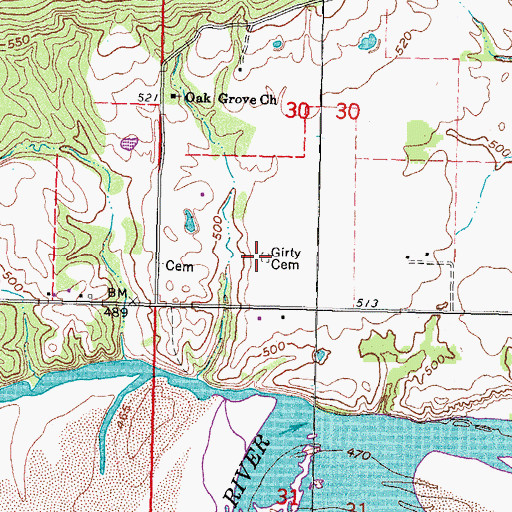 Topographic Map of Girty Cemetery, OK
