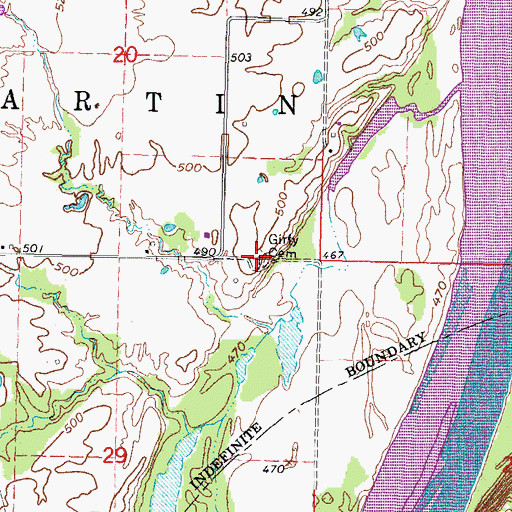 Topographic Map of Girty Cemetery, OK