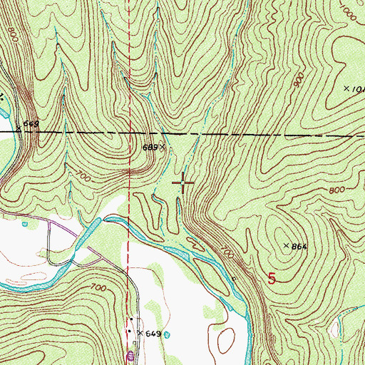 Topographic Map of Glass Hollow, OK