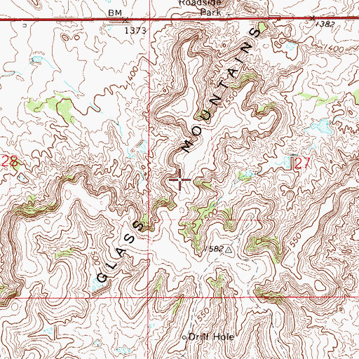 Topographic Map of Glass Mountains, OK