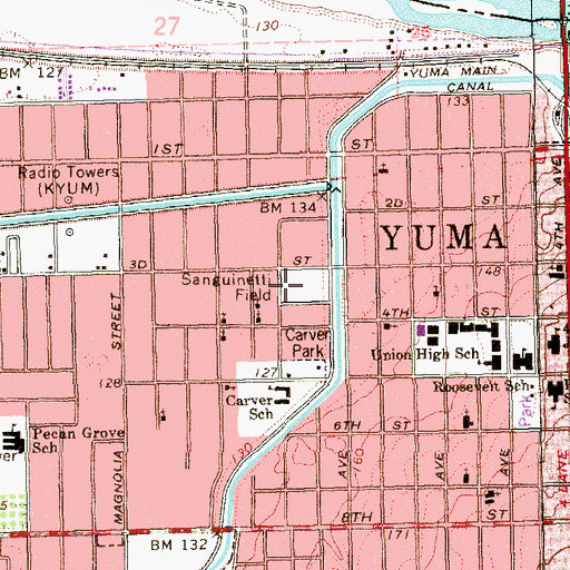 Topographic Map of Sanguinetti Athletic Field, AZ