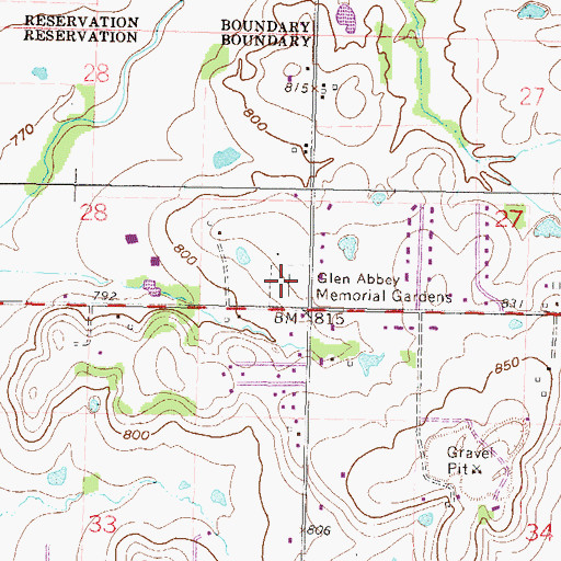 Topographic Map of Glen Abbey Memorial Gardens, OK