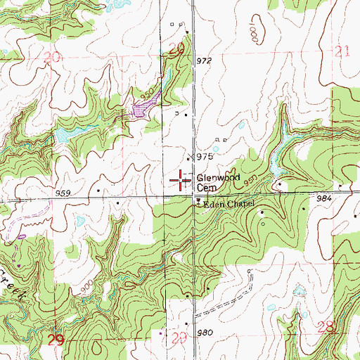 Topographic Map of Glenwood Cemetery, OK