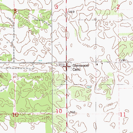 Topographic Map of Glenwood Cemetery, OK