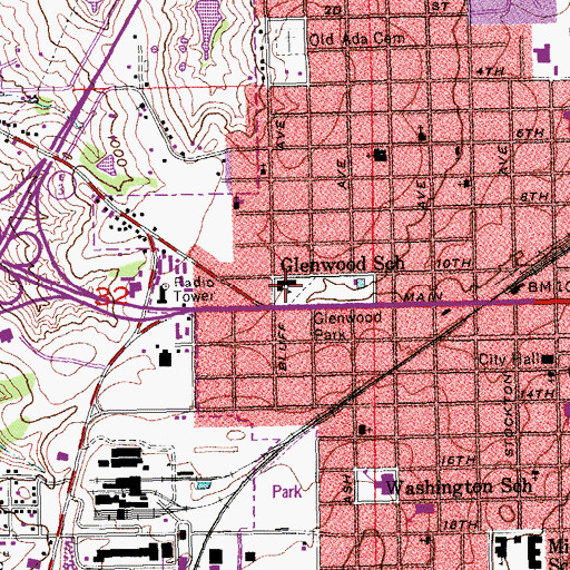 Topographic Map of Glenwood Early Childhood School, OK